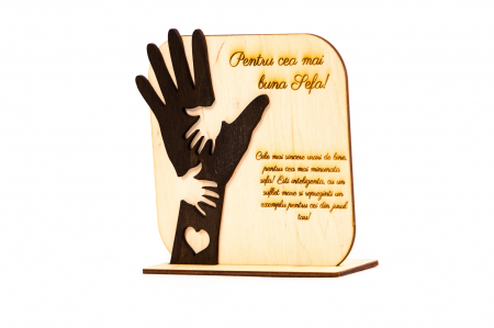 Placheta personalizata din lemn cu maini- Pentru cea mai buna Sefa! [1]