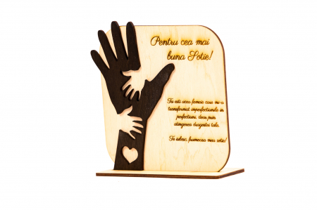 Placheta personalizata din lemn cu maini- Pentru cea mai buna Sotie! [1]