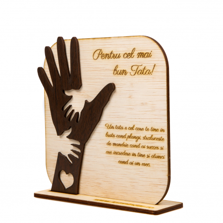 Placheta personalizata din lemn cu maini- Pentru cel mai bun Tata! [1]