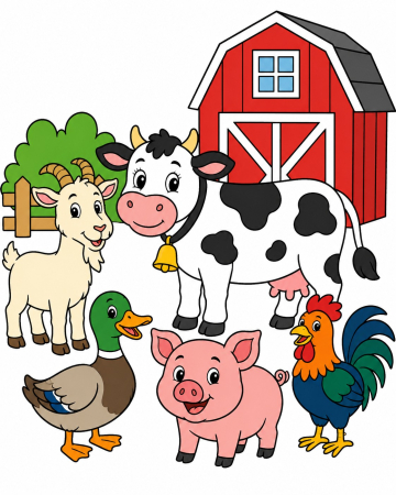 Ateliere cu nisip colorat - Plansa cu nisip colorat - Animalele de la Fermă