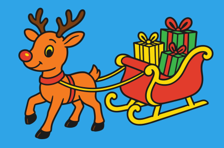 Ateliere cu nisip colorat - Plansa cu nisip colorat - Cu un ren si o sanie