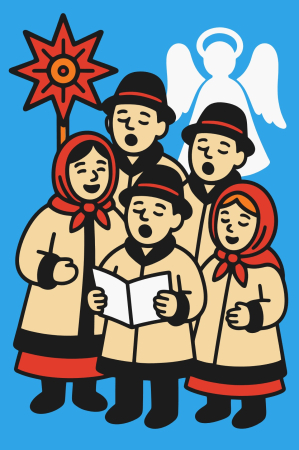 Ateliere cu nisip colorat - Plansa cu nisip colorat -Cu Colindători în straie tradiționale