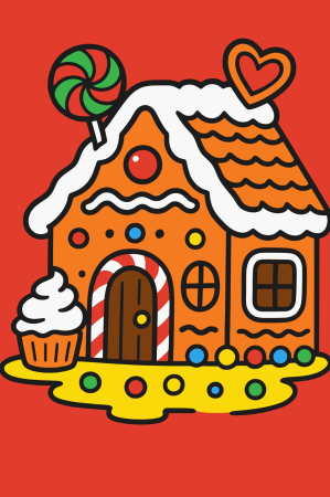 Ateliere cu nisip colorat - Plansa cu nisip colorat -Cu Căsuța Dulciurilor de Crăciun