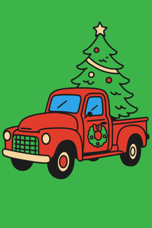 Ateliere cu nisip colorat - Plansa cu nisip colorat - Cu o masina si un brad