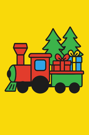 Ateliere cu nisip colorat - Plansa cu nisip colorat - Cu un tren plin de cadouri