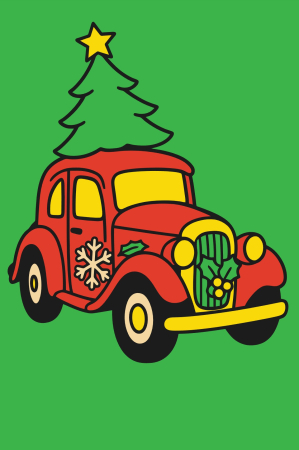 Ateliere cu nisip colorat - Plansa cu nisip colorat - Cu o masina clasica model de craciun