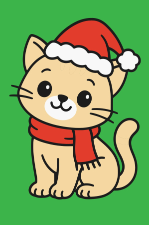 Ateliere cu nisip colorat - Plansa cu nisip colorat - Cu o pisica mode de craciun - Copie