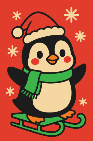 Ateliere cu nisip colorat - Plansa cu nisip colorat - Cu un pinguin pe o sanie