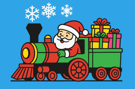 Ateliere cu nisip colorat - Plansa cu nisip colorat -Cu Trenul Magic al lui Moș Crăciun