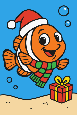 Ateliere cu nisip colorat - Plansa cu nisip colorat - Cu un pestisor  model de craciun