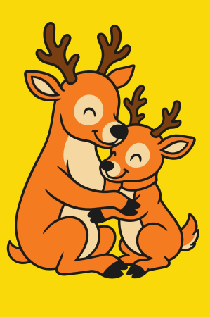 Ateliere cu nisip colorat - Plansa cu nisip colorat - Cu o mamă și puiul ei de ren