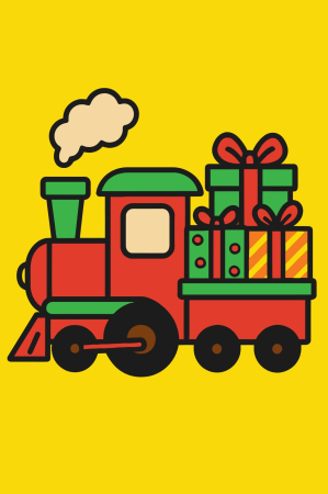 Ateliere cu nisip colorat - Plansa cu nisip colorat - Cu un tren cu cadouri