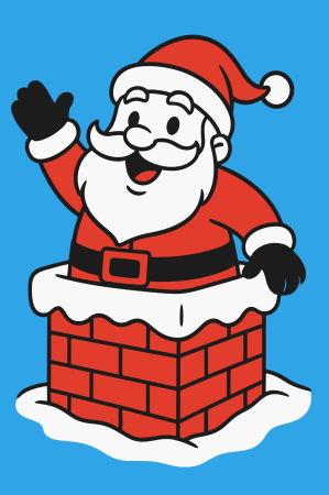 Ateliere cu nisip colorat - Plansa cu nisip colorat - Cu un Mos Craciun ce iese din Horn si face cu mana