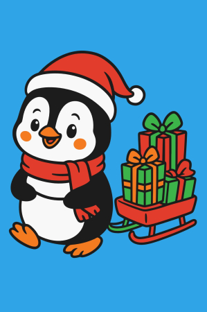 Ateliere cu nisip colorat - Plansa cu nisip colorat - Cu un pinguin si o sanie