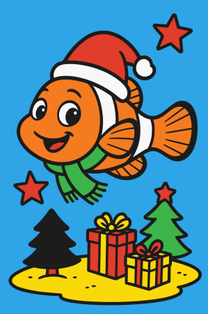 Ateliere cu nisip colorat - Plansa cu nisip colorat - Cu un pestisor cu stelute model de craciun