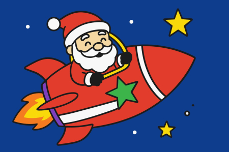 Ateliere cu nisip colorat - Plansa cu nisip colorat - Cu Moș Crăciun în misiune spațială