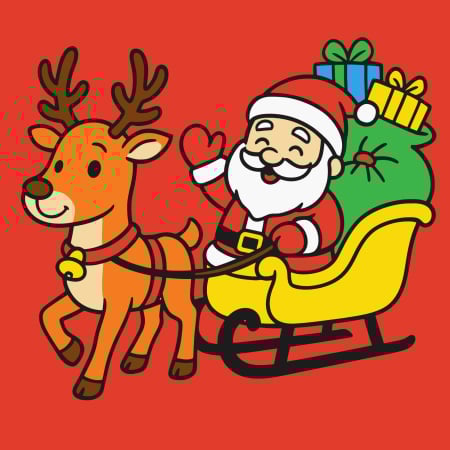 Ateliere cu nisip colorat - Plansa cu nisip colorat - Cu un Mos Craciun care face cu mana