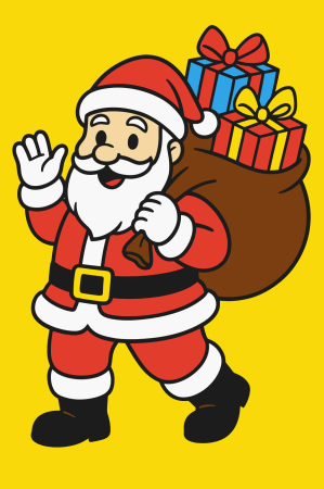 Ateliere cu nisip colorat - Plansa cu nisip colorat - Mos Craciun cu sac plin de cadouri