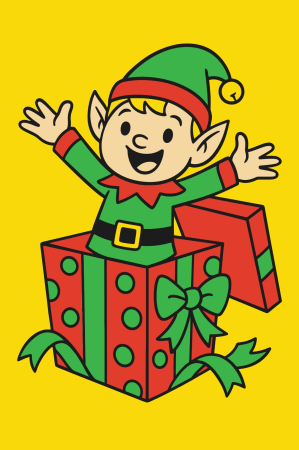 Ateliere cu nisip colorat - Plansa cu nisip colorat - Cu un Elf si un cadou