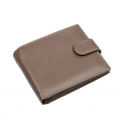 Portofel piele naturala pentru barbati cu capsa Maro deschis [0]