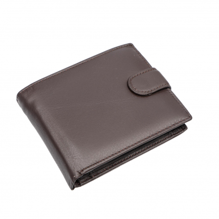 Portofel piele naturala pentru barbati cu capsa Maro inchis [0]