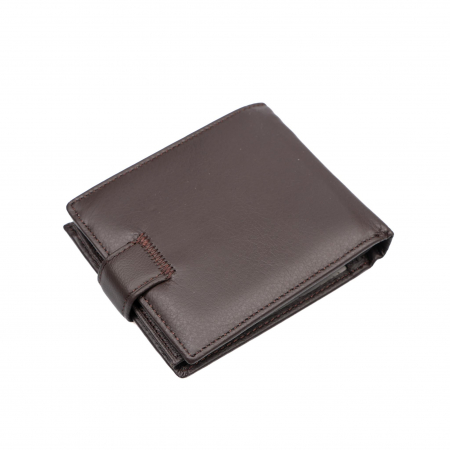 Portofel piele naturala pentru barbati cu capsa Maro inchis [1]