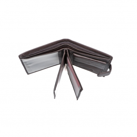 Portofel piele naturala pentru barbati cu capsa Maro inchis [5]