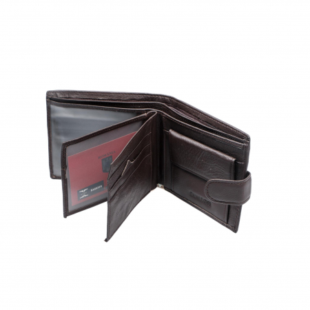 Portofel piele naturala pentru barbati cu capsa Maro inchis [4]