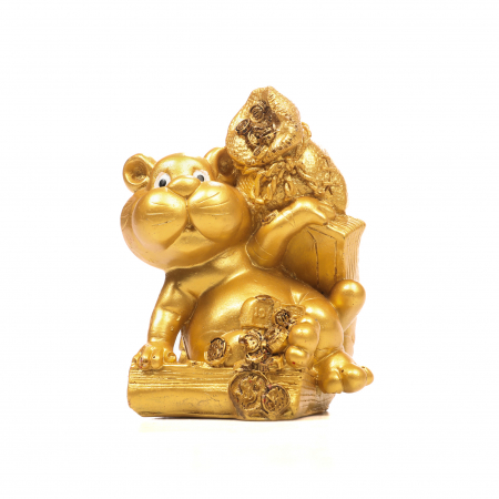 Pusculita Feng Shui Tigru dragut cu sac de bani pentru monede [4]