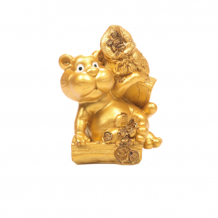 Pusculita Feng Shui Tigru dragut cu sac de bani pentru monede [0]