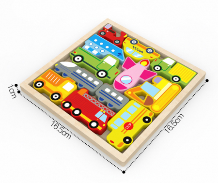 Puzzle cognitiv lemn - masinute [1]