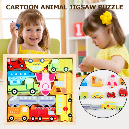 Puzzle cognitiv lemn - masinute [2]