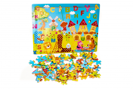 Puzzle din lemn cu animale si litere - jucarii Montessori [3]