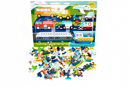 Puzzle din lemn cu masini - jucarii Montessori [3]