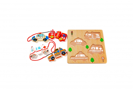 Puzzle din lemn cu masini - jucarii Montessori [1]