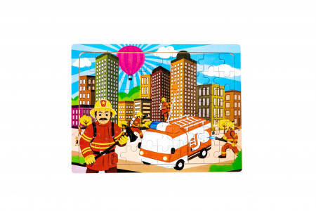 Puzzle din lemn cu pompieri - jucarii Montessori [0]