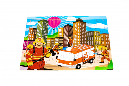 Puzzle din lemn cu pompieri - jucarii Montessori [3]