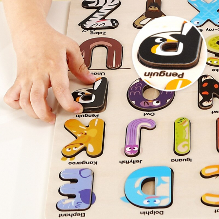 Puzzle educational alfabet cu animale din lemn [1]