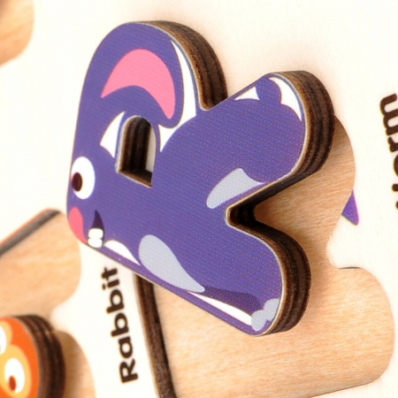 Puzzle educational alfabet cu animale din lemn [5]