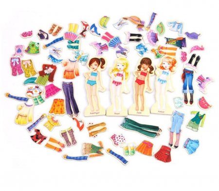 Puzzle inteligent magnetic - imbraca modelele - din lemn [1]