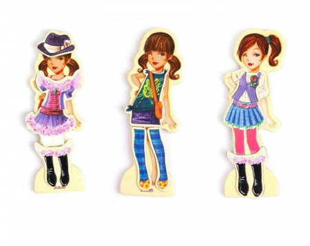 Puzzle inteligent magnetic - imbraca modelele - din lemn [2]