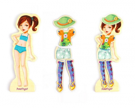 Puzzle inteligent magnetic - imbraca modelele - din lemn [3]