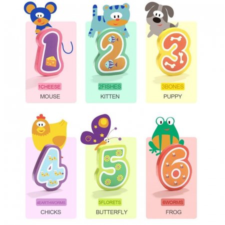 Puzzle educational cu cifre si animale din lemn [1]