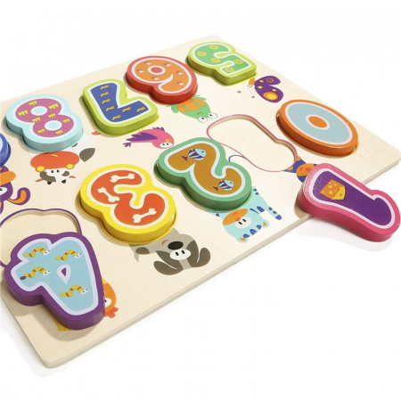 Puzzle educational cu cifre si animale din lemn [3]