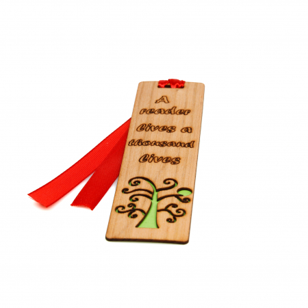 Semn de carte din lemn cu copacul vietii si mesaj [1]