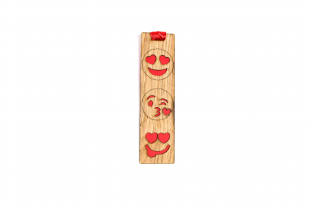 Semn de carte din lemn cu smiley face [0]
