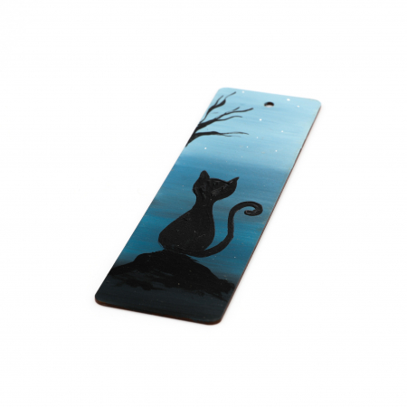 Semn de carte pictat cu pisica si cer [1]