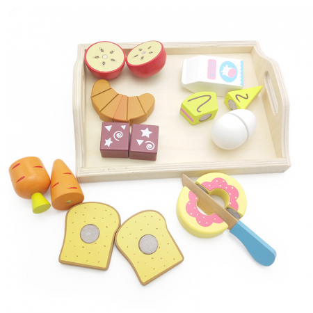 Set Montessori cu fructe, legume, lapte din lemn [2]