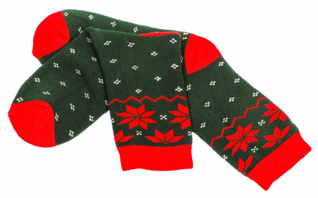 Sosete calduroase cu motive de Craciun verzi- Fulgi de zapada [1]