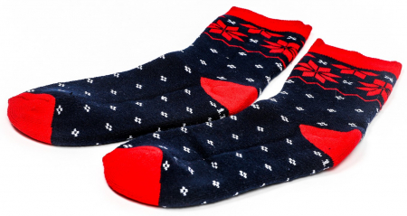 Sosete calduroase cu motive de Craciun albastre- Fulgi de zapada [2]